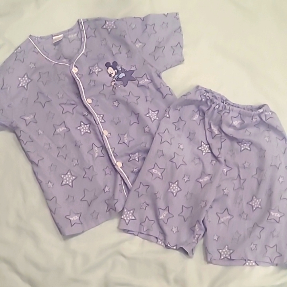 Disney short sleeve & shorts pajamas set sz9-10 blue